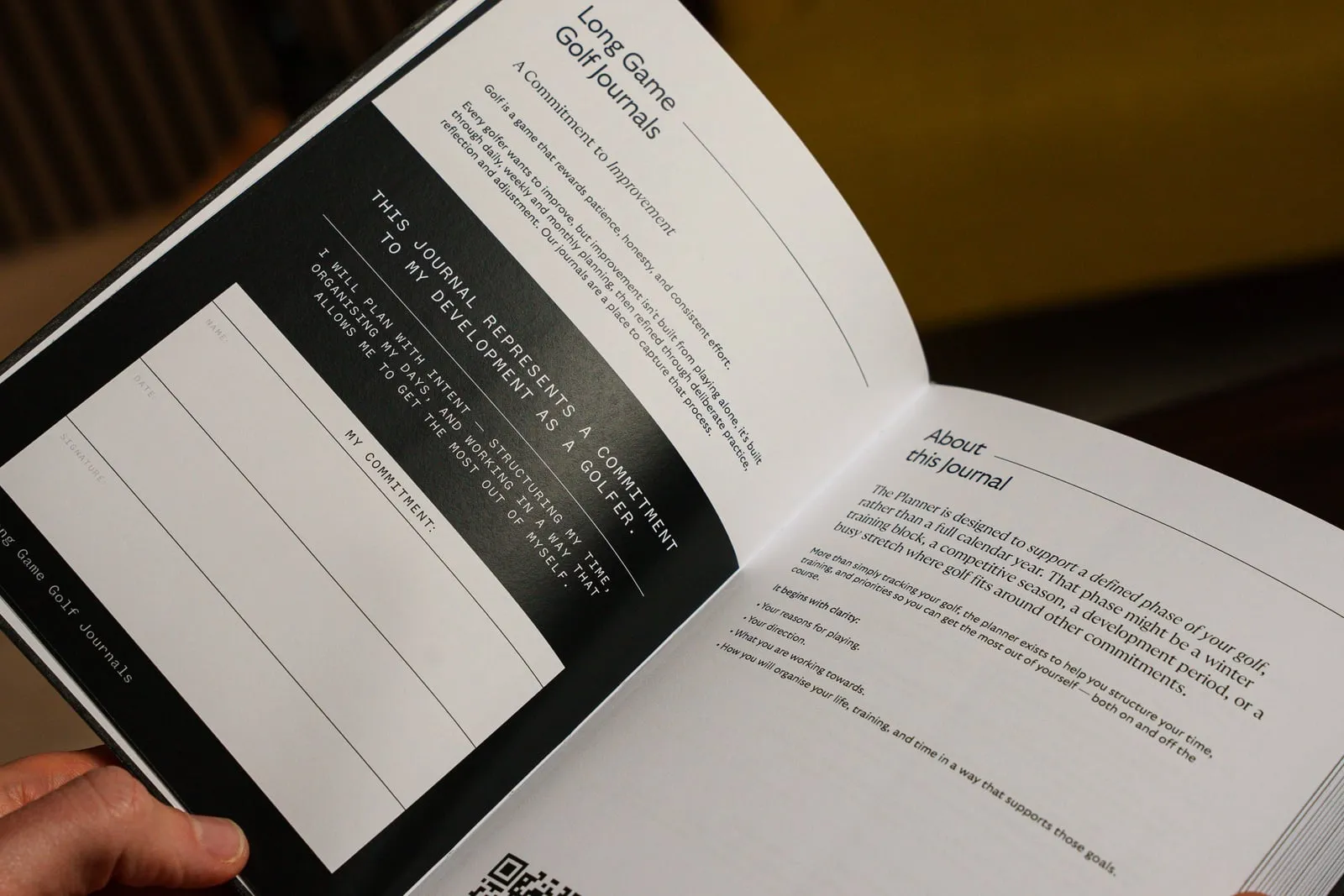 The opening pages of the Planner, a commitment to improvement and a commitment to sign
