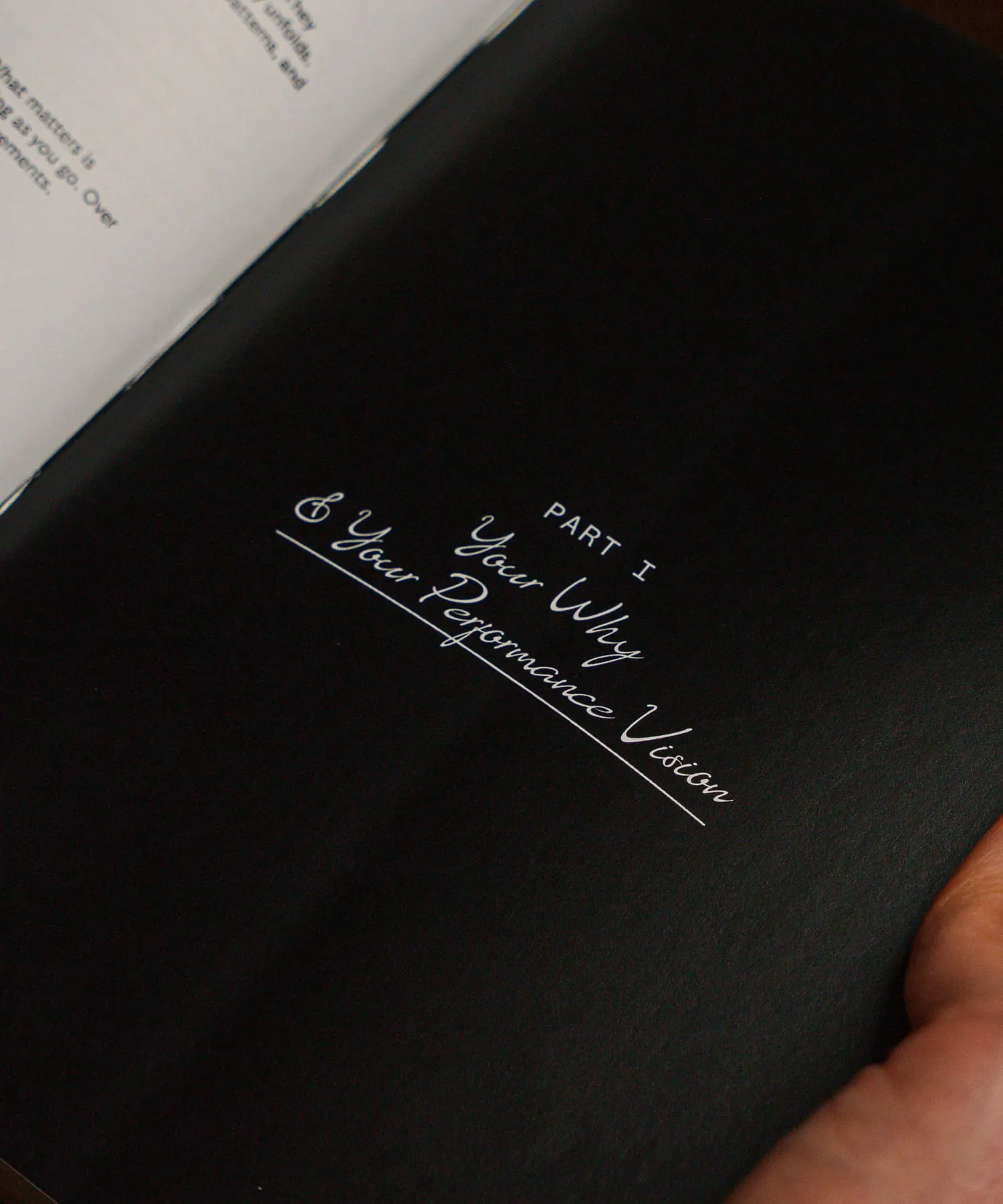 Part I, Your Why and Your Performance Vision, the first section title page in the Planner