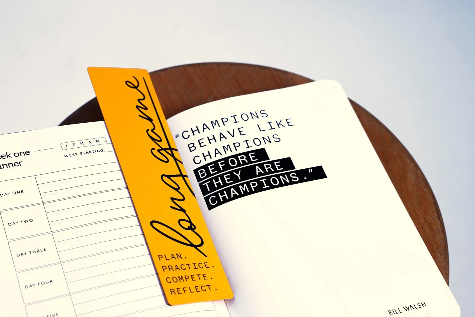 Week One in the Planner, with the Long Game bookmark